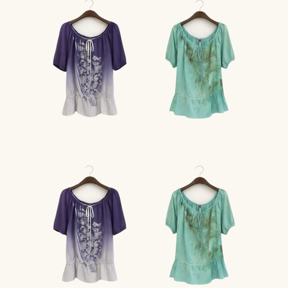 2-Piece Bundle Beverly Drive Ombre Flowy Tunic Tops• Sz 16 -18WM